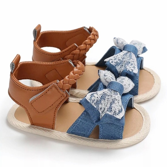 New Baby Girl Soft Sole Bowknot Sandals - Picture 3 of 7